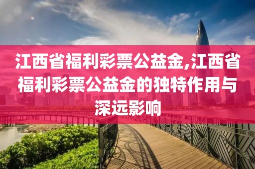 江西省福利彩票公益金,江西省福利彩票公益金的独特作用与深远影响