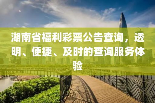 湖南省福利彩票公告查询，透明、便捷、及时的查询服务体验