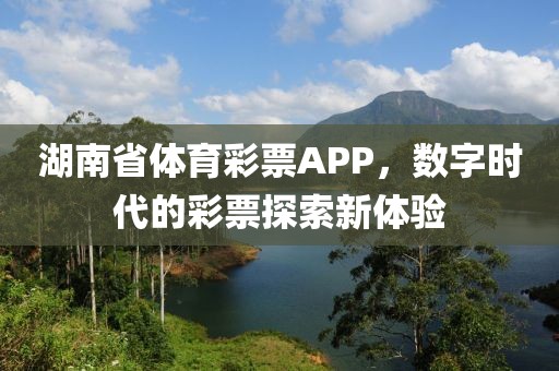 湖南省体育彩票APP，数字时代的彩票探索新体验